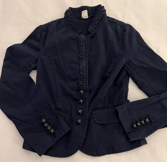 J. Crew Jackets & Blazers - Navy Blue Ruffle J. Crew Woman’s Blazer Size 4